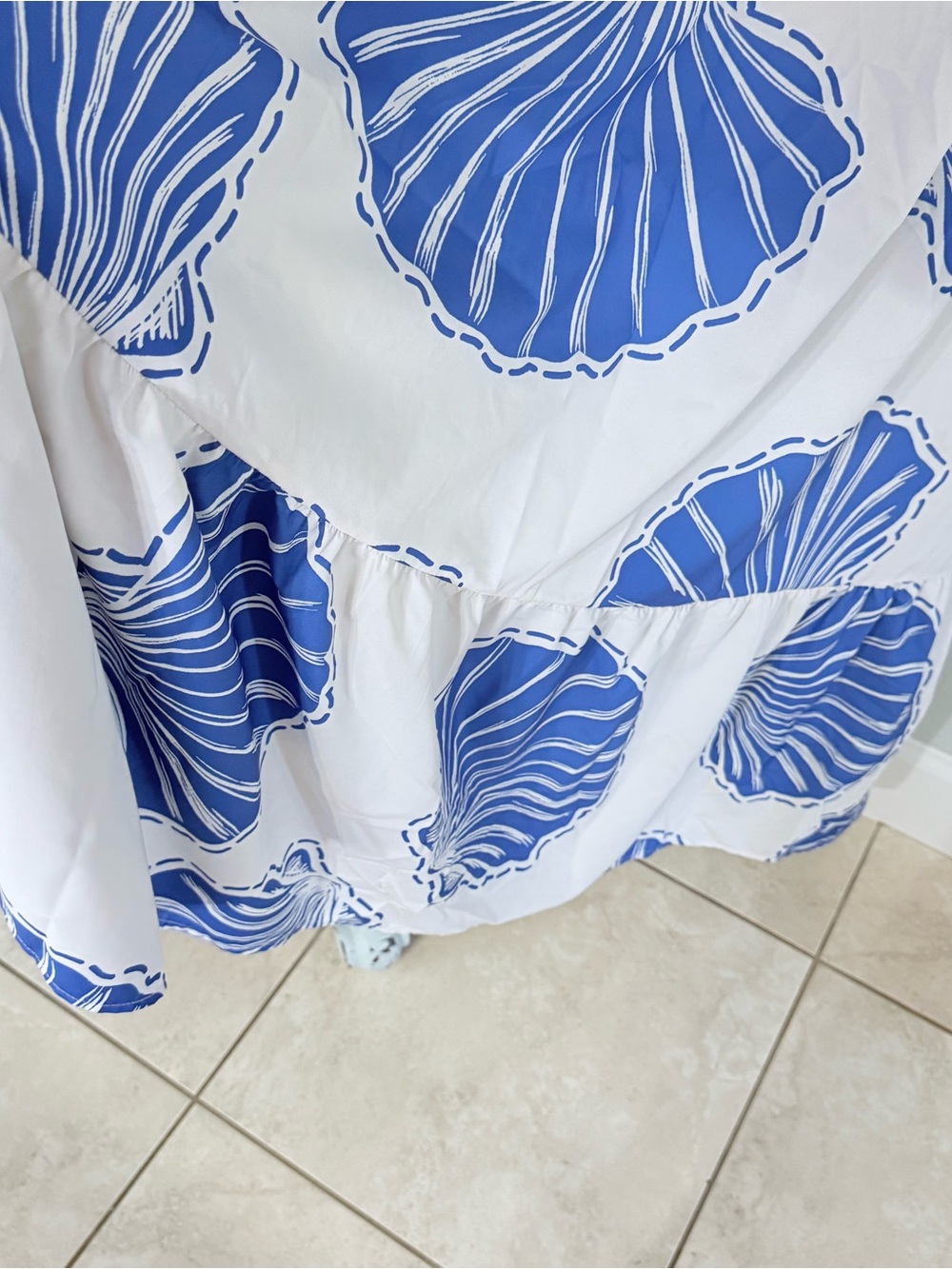 SHEIN 2X True Plus size White Maxi Dress with Blue Shell Print Worm once ! - Picture 7 of 12